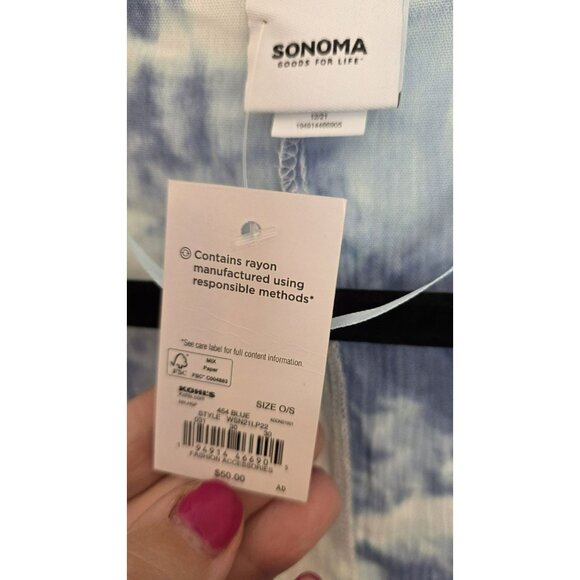 Sonoma Crop Top Half Sleeve Blue White Tie Dye NWT Beach Vacation Tie Resort OS - Picture 4 of 8
